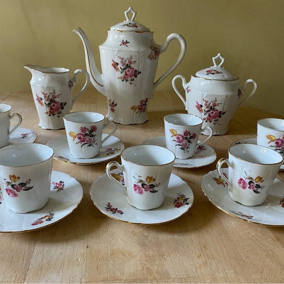 Limoges B et Cie porcelain coffee service circa 1965. 19 piece set - Picture 2 of 11